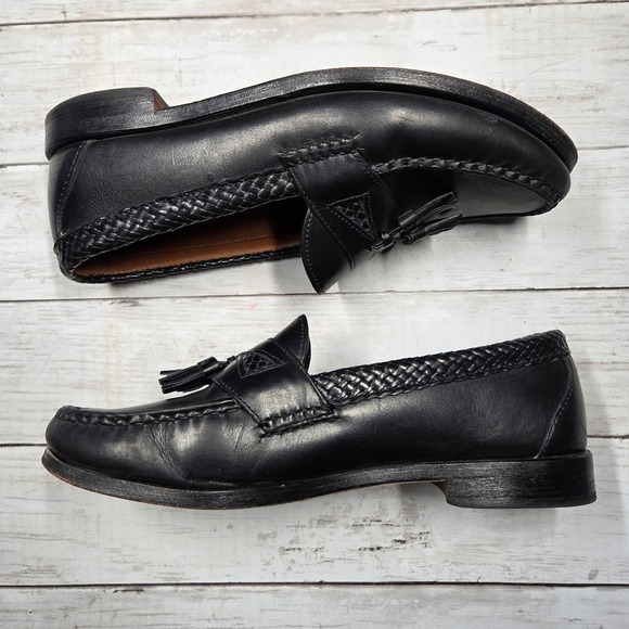 Allen Edmonds Maxfield Tassel Loafer Braided Leather Men 9.5 3E Black Made in US main image 8